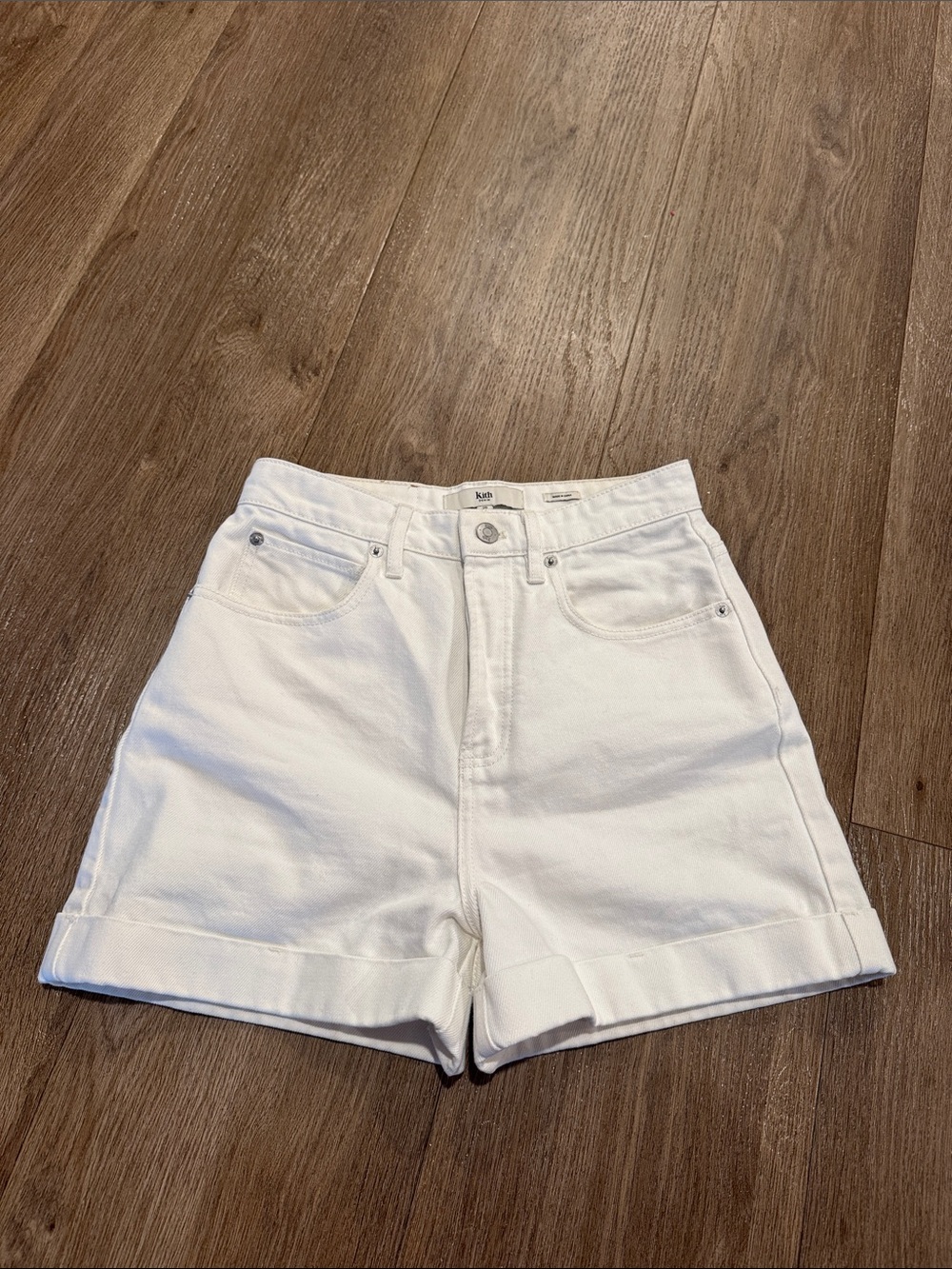 Kith White Cuffed Denim Shorts